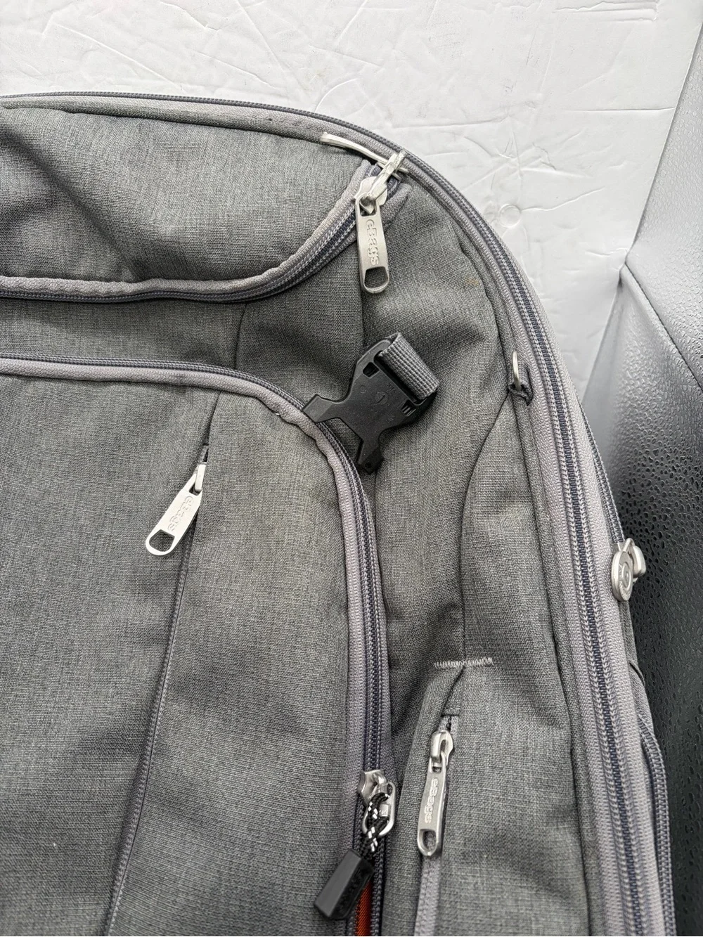 EBags Mother Lode Gray Expandable Convertible Backpack Multi Pocket Orange Lin